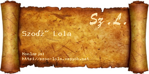 Szoó Lola névjegykártya